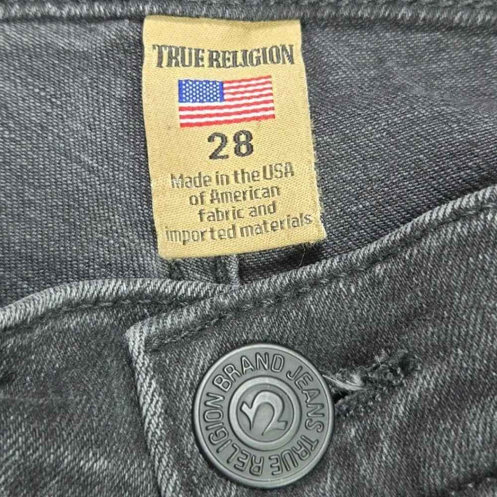 True Religion Halle Mid Rise Super Skinny‎ Jeans Black Wash Zipper Ankle Size 28 - Picture 8 of 15